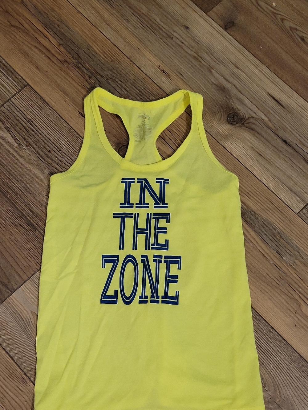 Danskin Yellow Racerback Tank with Navy Logo